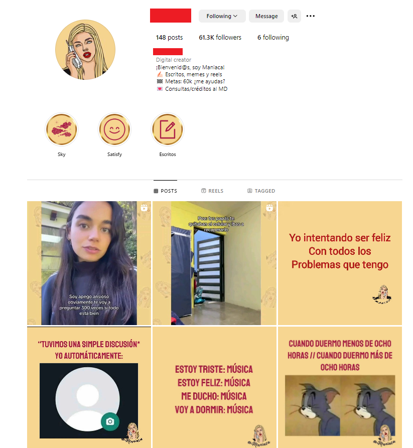 Perfil principal de la Cuenta de Instagram 60K seguidores